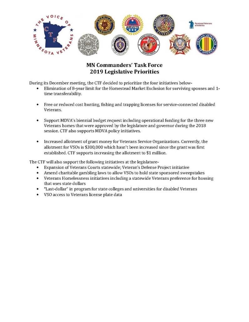 Minnesota Commanders' Task Force Legislative Agenda